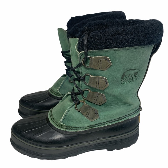 Sorel Shoes - Sorel Vintage Lace Up Green Winter Boots Women’s 8